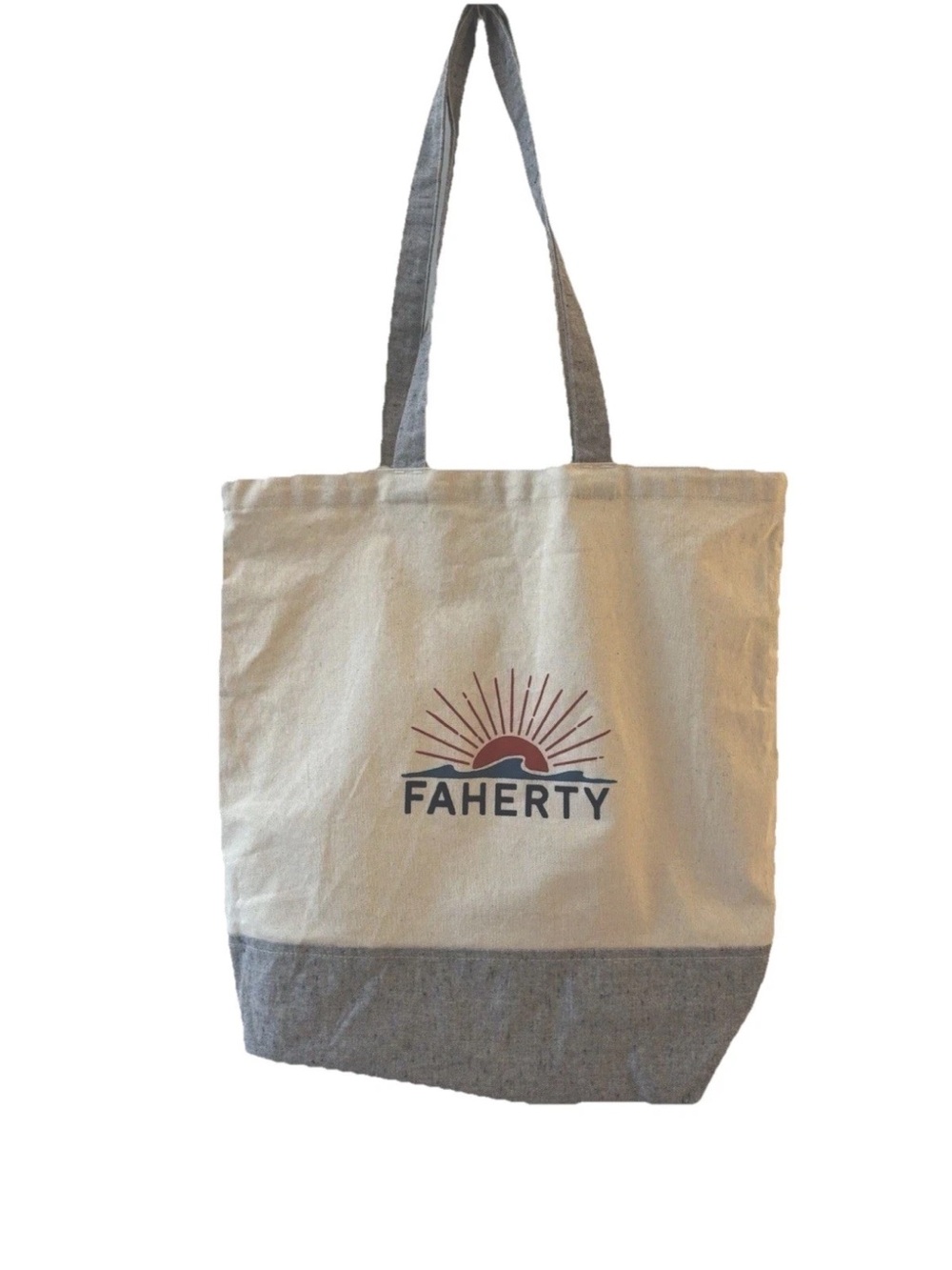 Faherty Canvas Tote Bag Cream Blue Coastal Beach Market Shopper